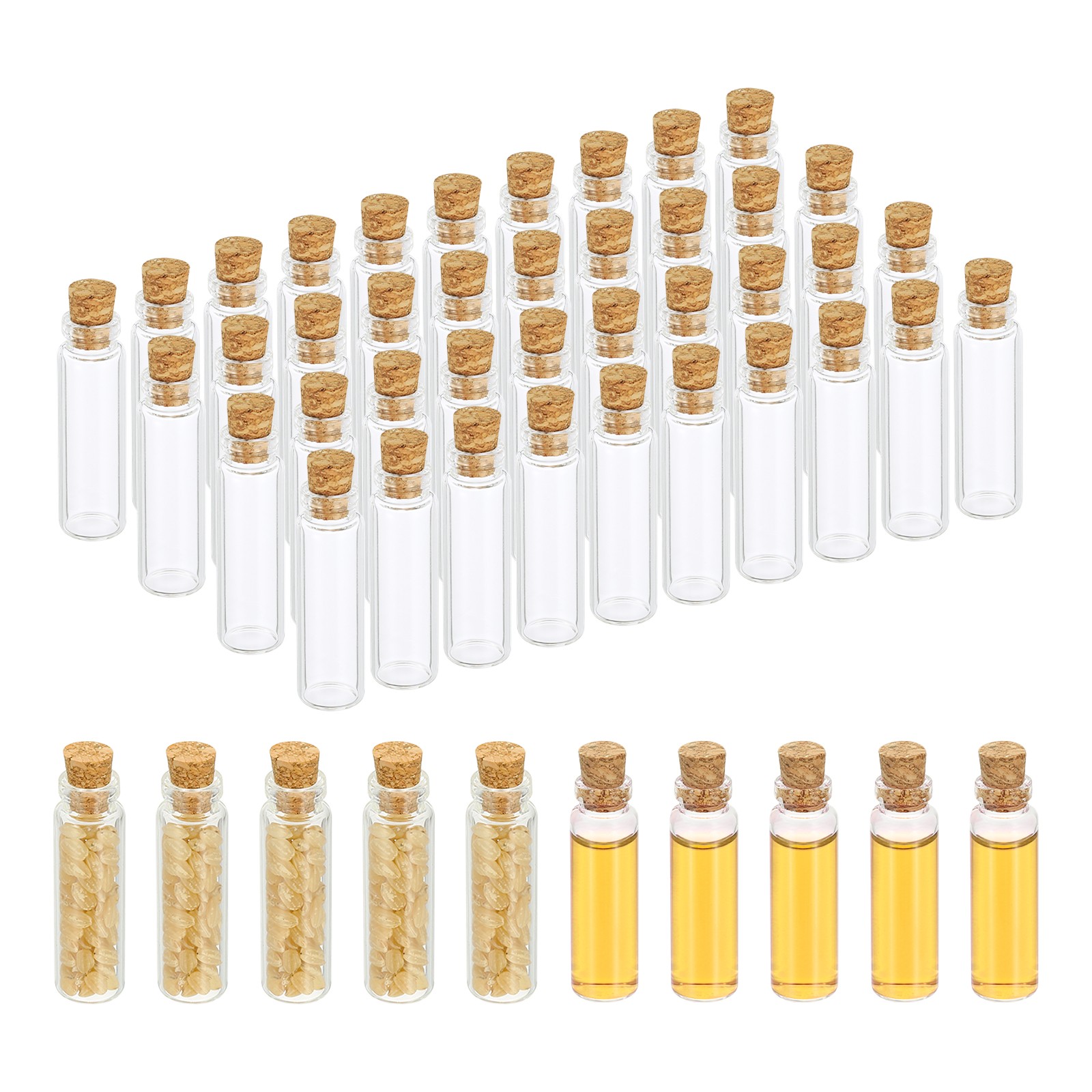 3ml Tiny Glass Bottles Vials 50Pcs Mini Clear Bottles Glass with Cork Stoppers