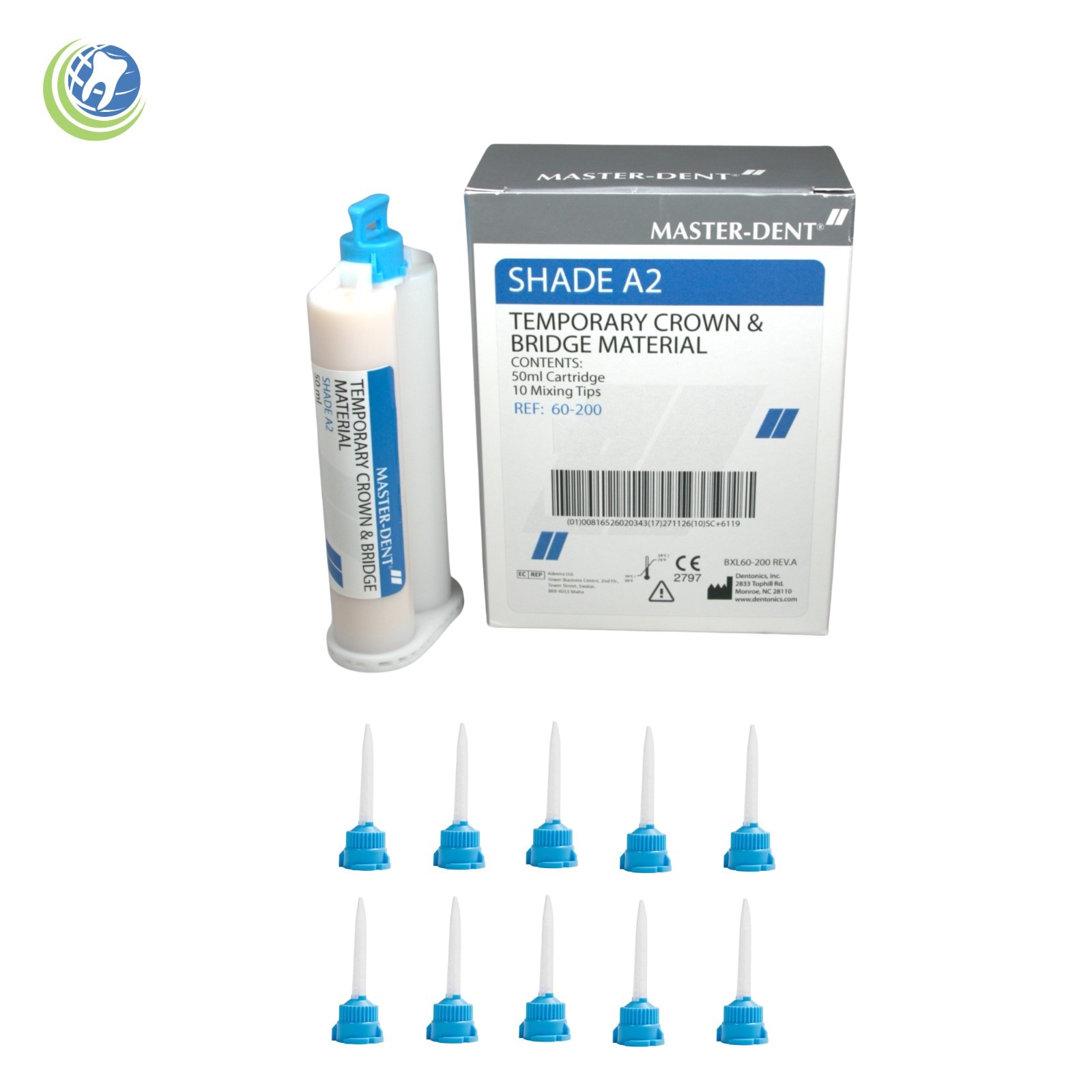 Temporary Crown & Bridge Material Shade A2 Automix 50ml Cartridge Dental