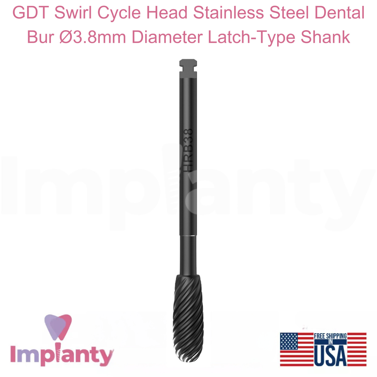 GDT Swirl Cycle Head Stainless Steel Dental Bur Ø3.8mm Diameter Latch-Type Shank