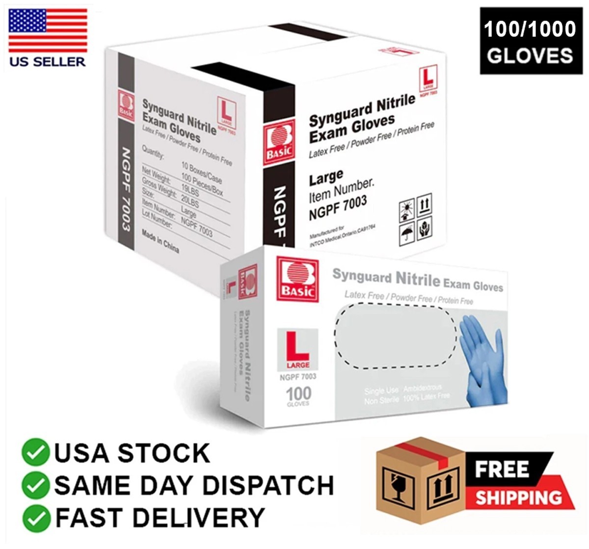 1000pcs Disposable Synguard Nitrile Exam Gloves Medical Gloves Latex Powder Free