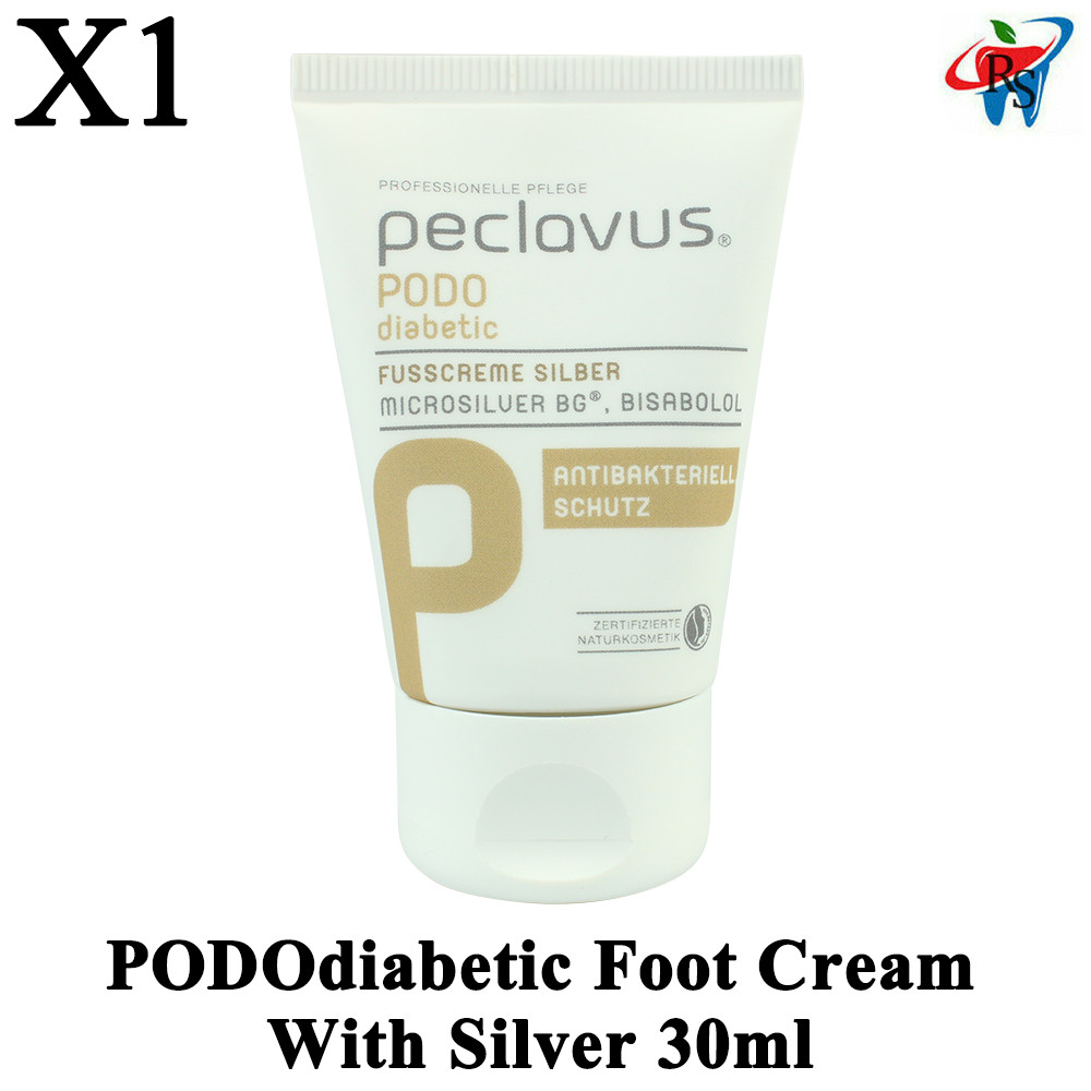1x Peclavus PODOdiabetic Antibacterial Foot Cream With Silver Diabetic Skin 30ml