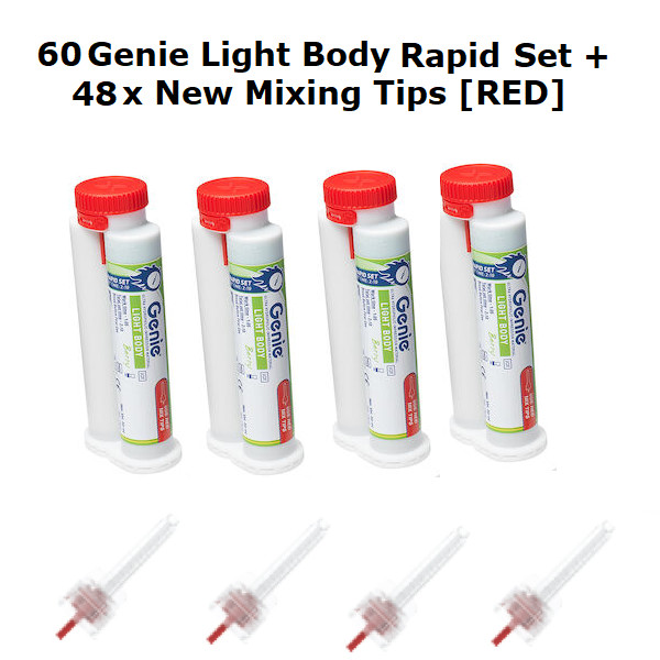 Genie 60x 50ml Cartridges Light Body Rapid Set Impression Material + 48 Tips