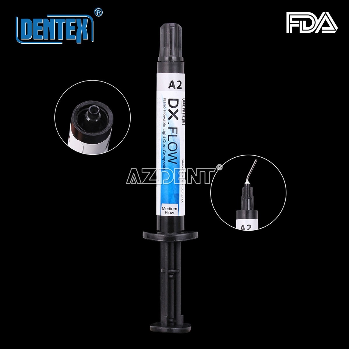 Dentex Dental Light Cure Flowable Composite Resin Tooth A2 Medium Flow