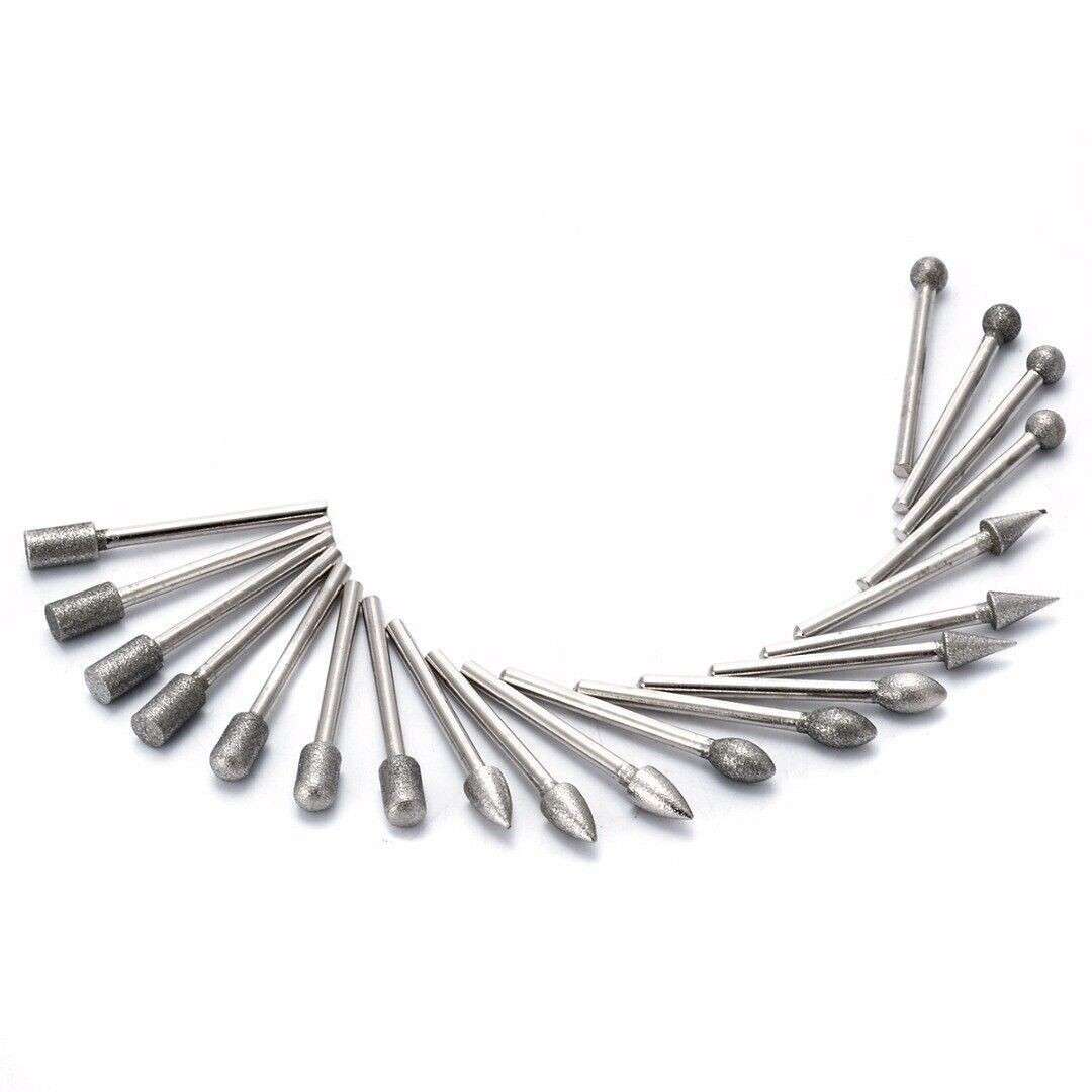 20Pcs 120 Dental Grinding Grit Diamond Burr Set Drill Bits Set for Rotary Tool