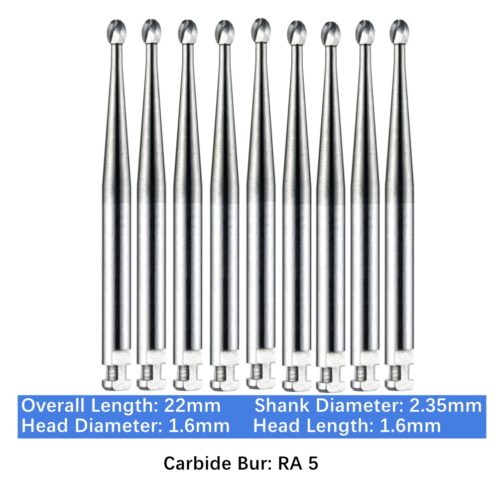 10-100pcs Dental Pointed Football RA Carbide Burs for Slow Speed Latch Type RA 5