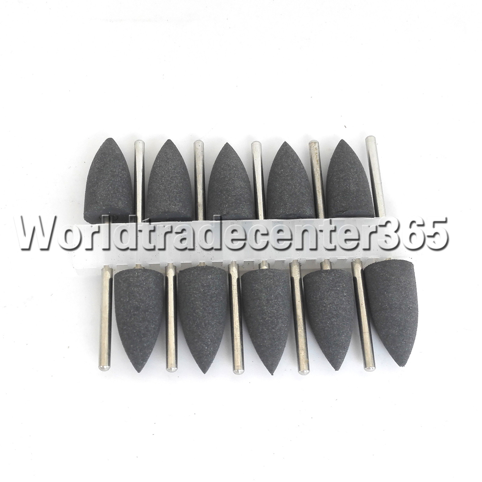 10PCS Dental Lab SILICONE Rubber polishers Diamond polishing Burs 2.35mm shank