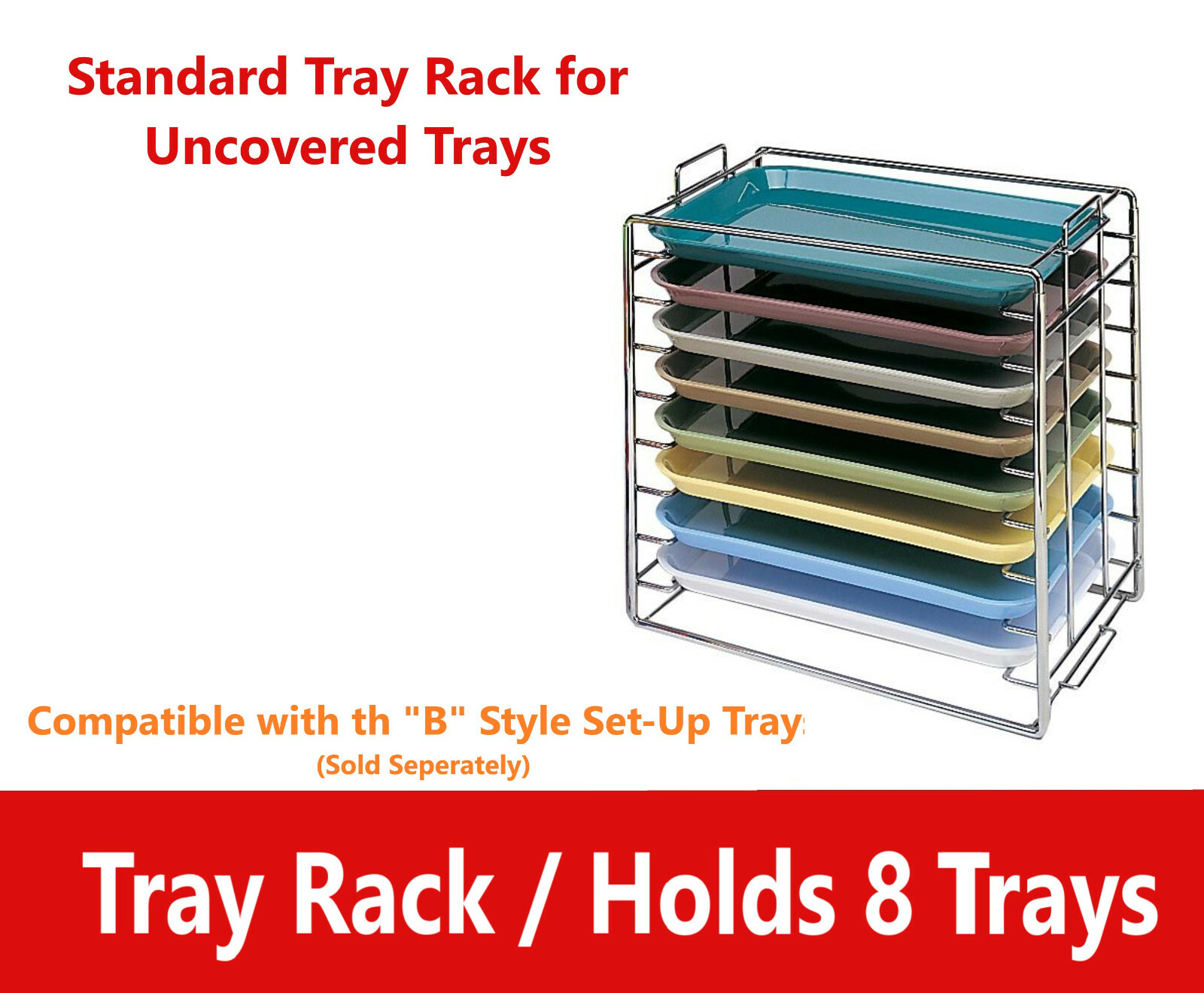 Dental Medical Chromed Steel Instrument Tray Rack for Size B (Ritter) Tray Rack