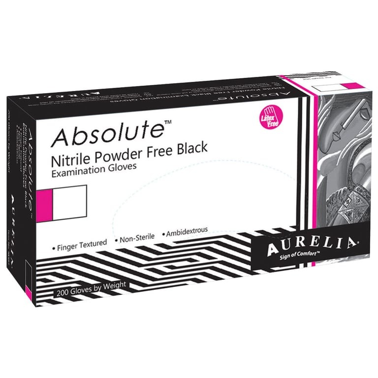 Supermax 98996 Aurelia Absolute Black Nitrile Exam Gloves Small 200/Box