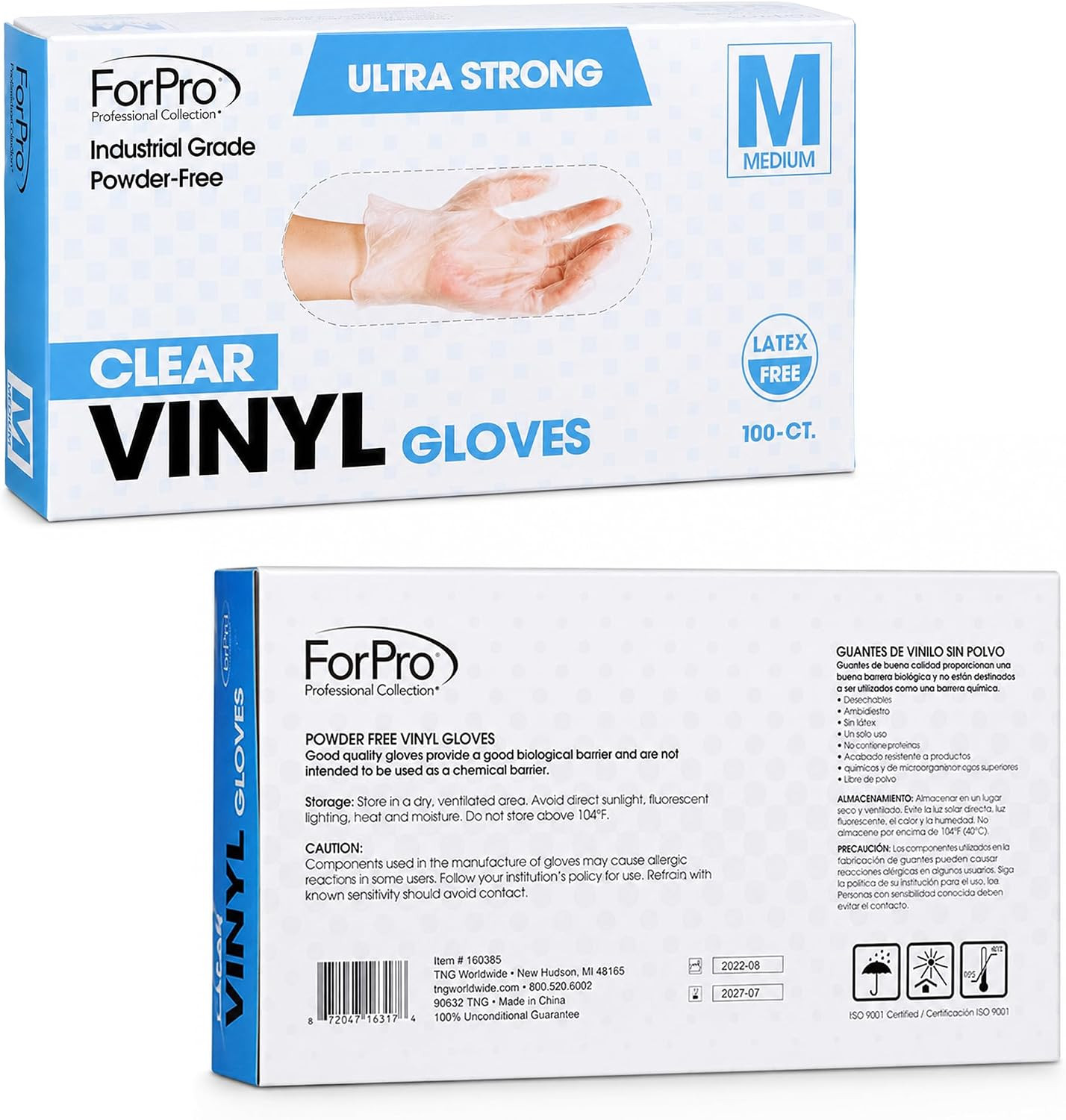 Forpro Disposable Vinyl Gloves, Industrial Grade, Powder & Latex Free, Non-Steri