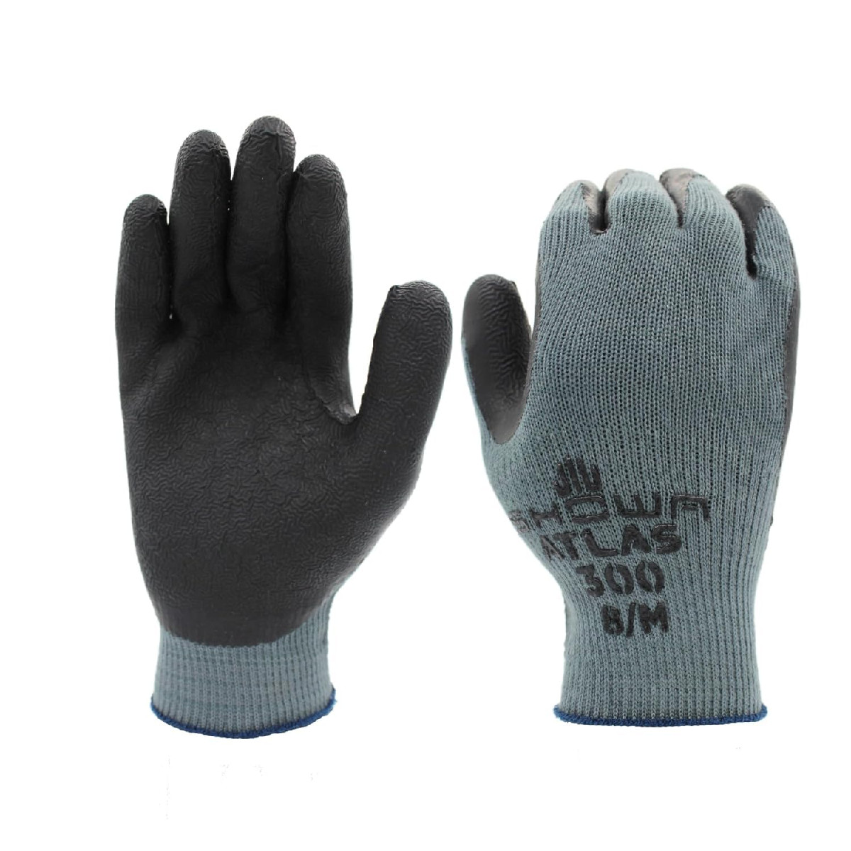Showa Atlas 300B Original 1994 Crinkle Grip Work Gloves Natural Latex Palm