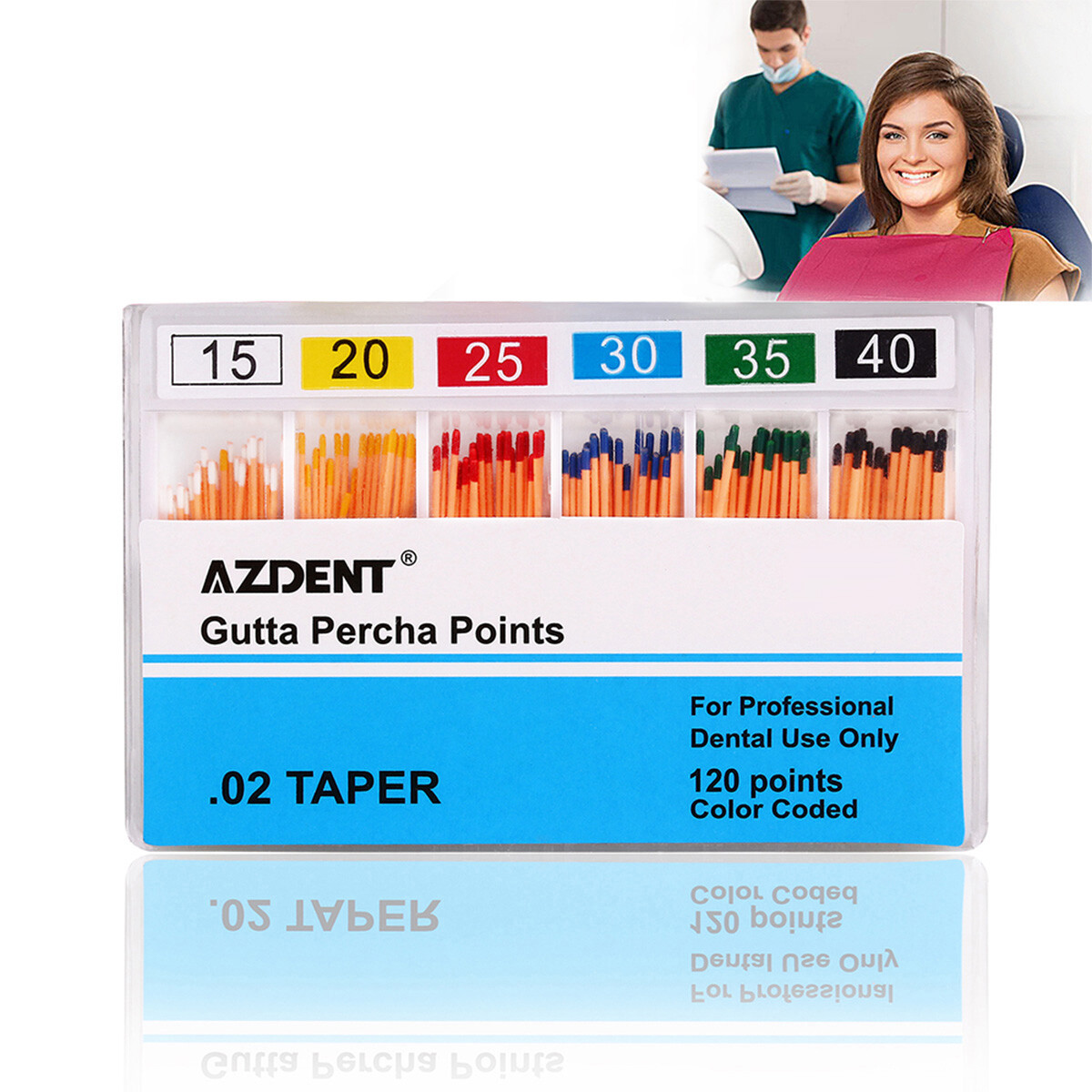 Dental Gutta Percha Points Taper 0.02/0.04/0.06 15#-40# For Endo Use AZDENT