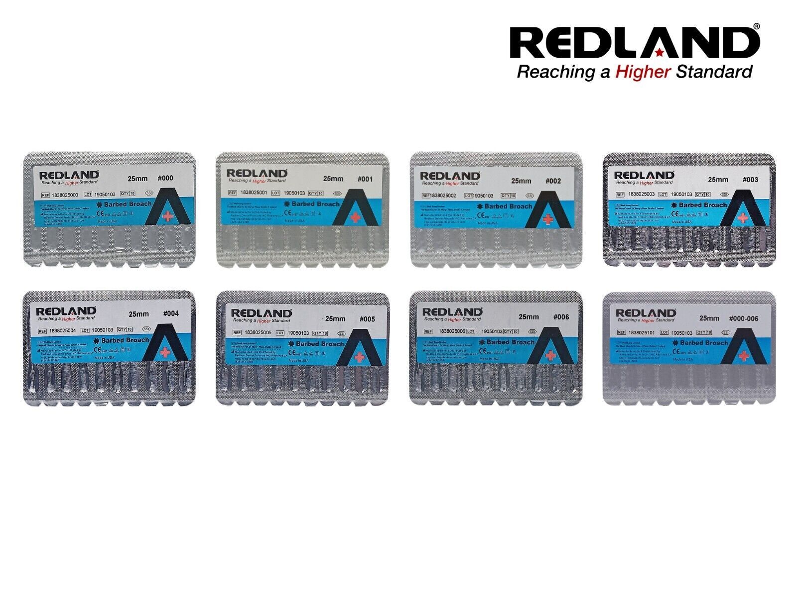 Redland Dental 25 mm Stainless Steel Barbed Broaches (all Sizes) 10/pack