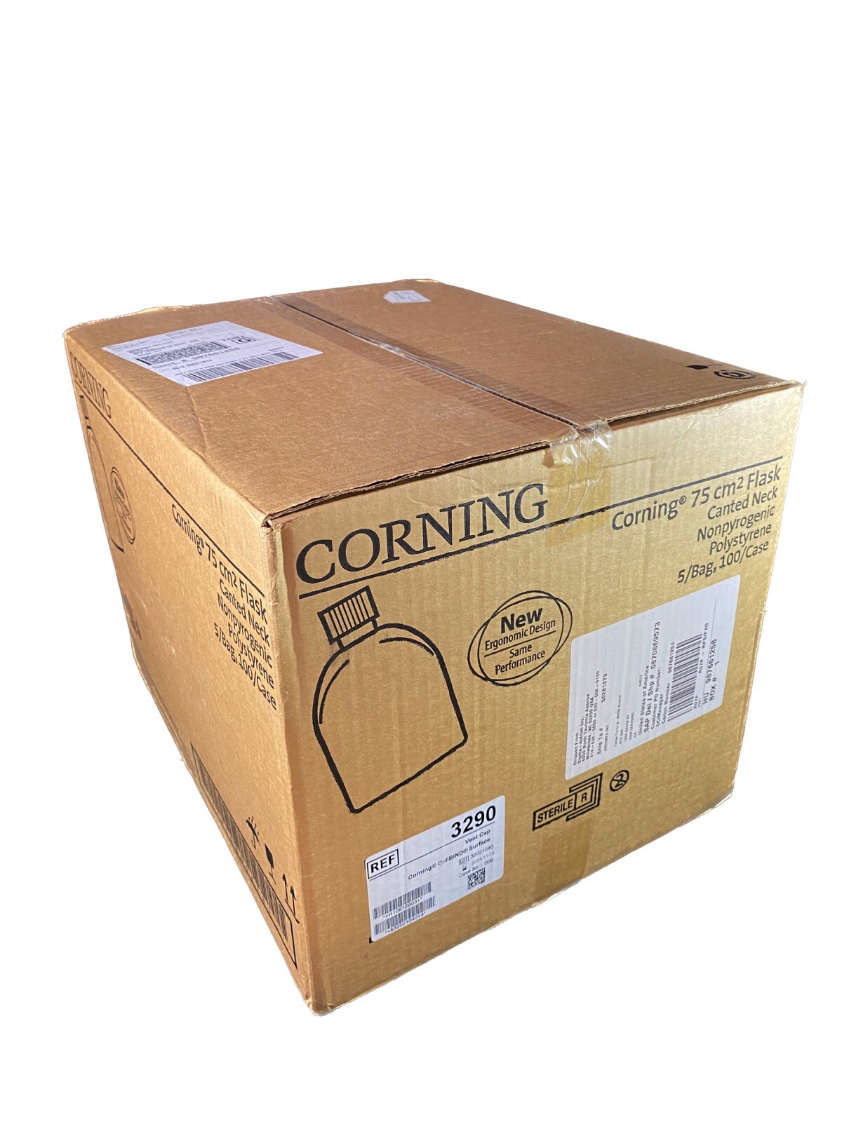 CORNING CellBIND 75cm² U-Shaped Cell Culture Flask Vent Cap 3290 (100/cs)