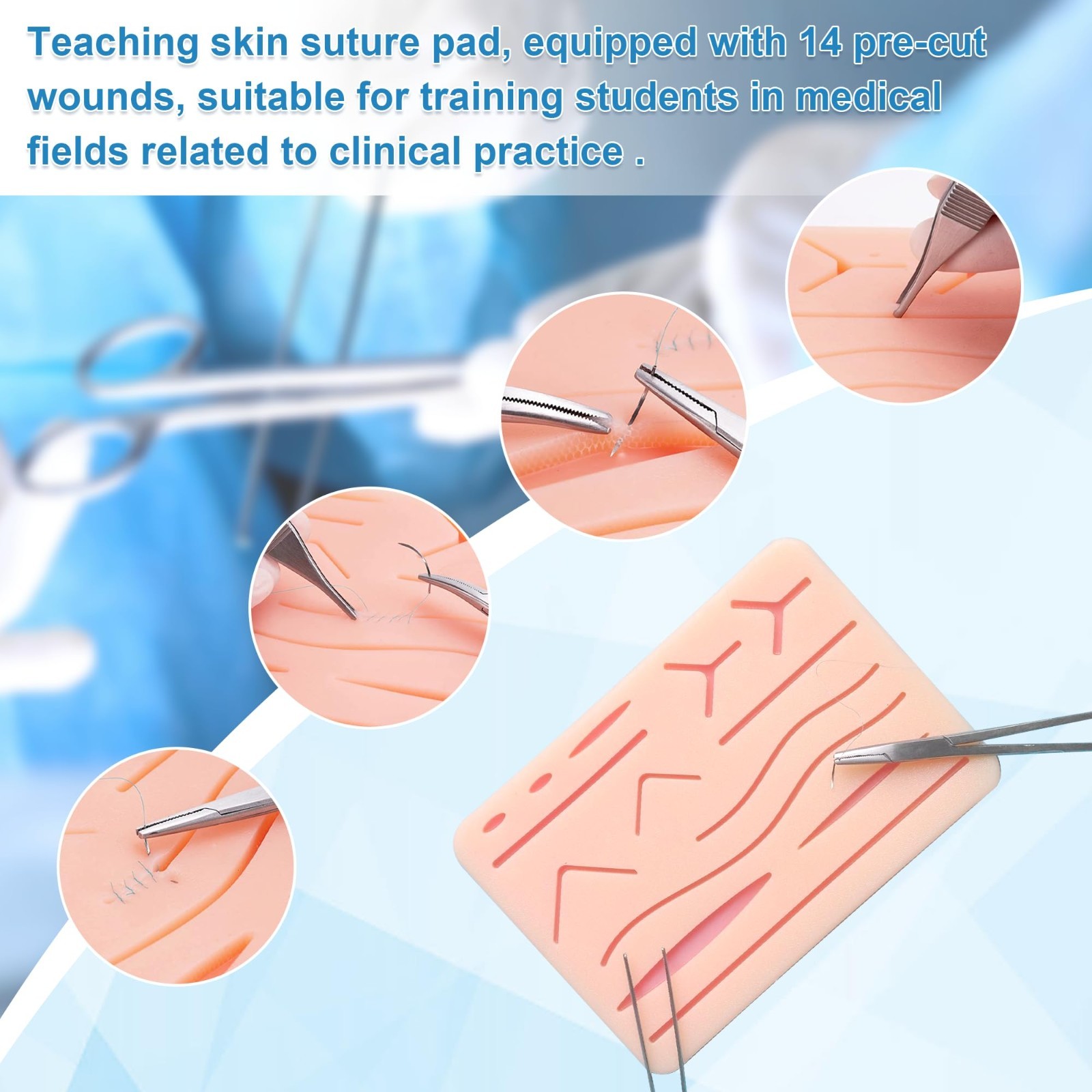Suture Practice Kit – Silicone Suturing Pad & Wound Closure Trainer for Nursing,