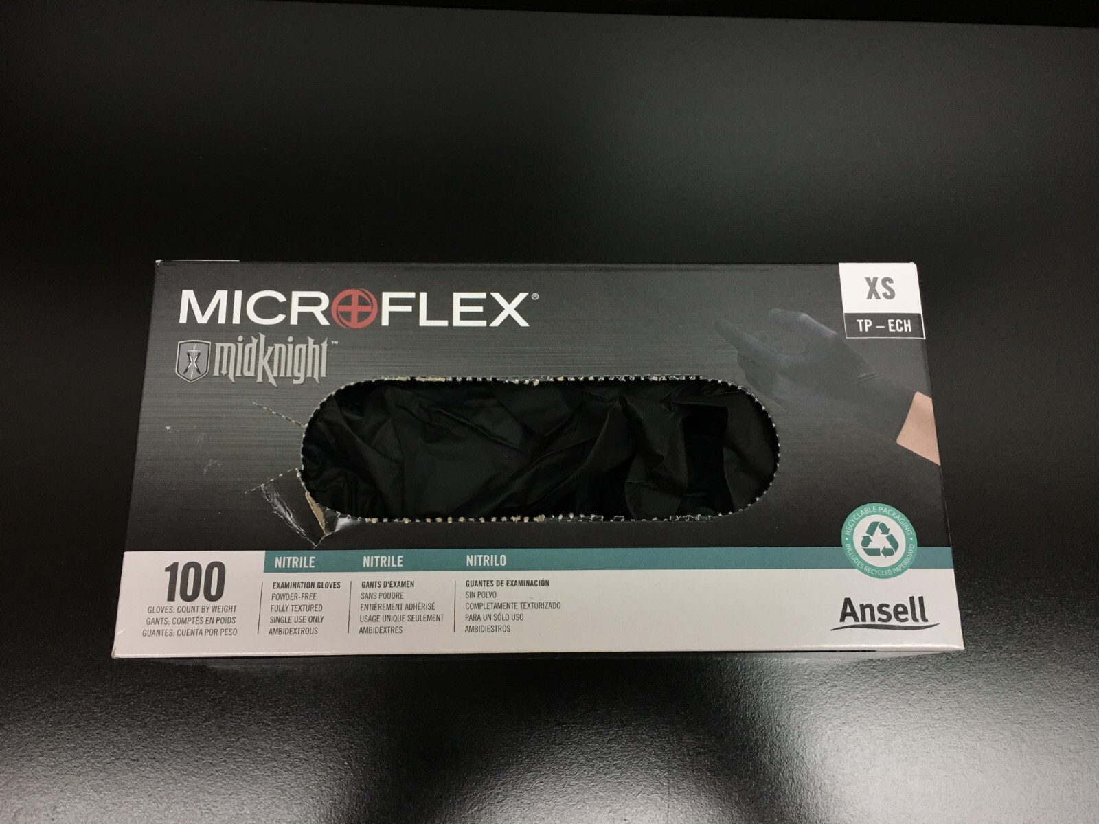 Microflex Cat No MK-296-XS MidKnight Black Nitrile Powder-Free Gloves-XS