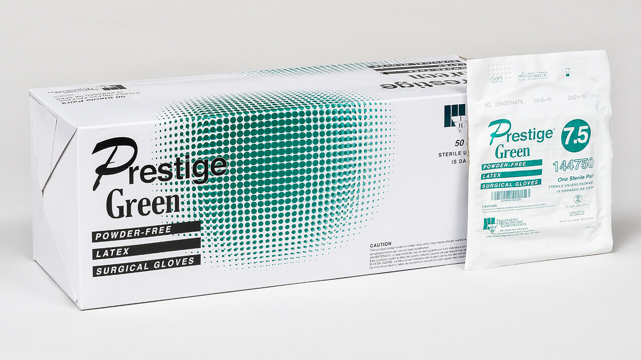 *50-Pairs* IHC Prestige Green PF Latex Surgical Gloves Size-8.5 144850