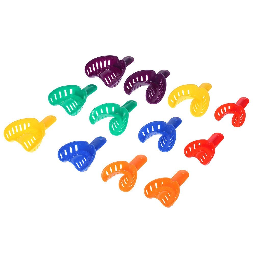 24 Pcs/2 sets Dental Impression Autoclavable Tray Plastic 6 Sizes Adult/Child