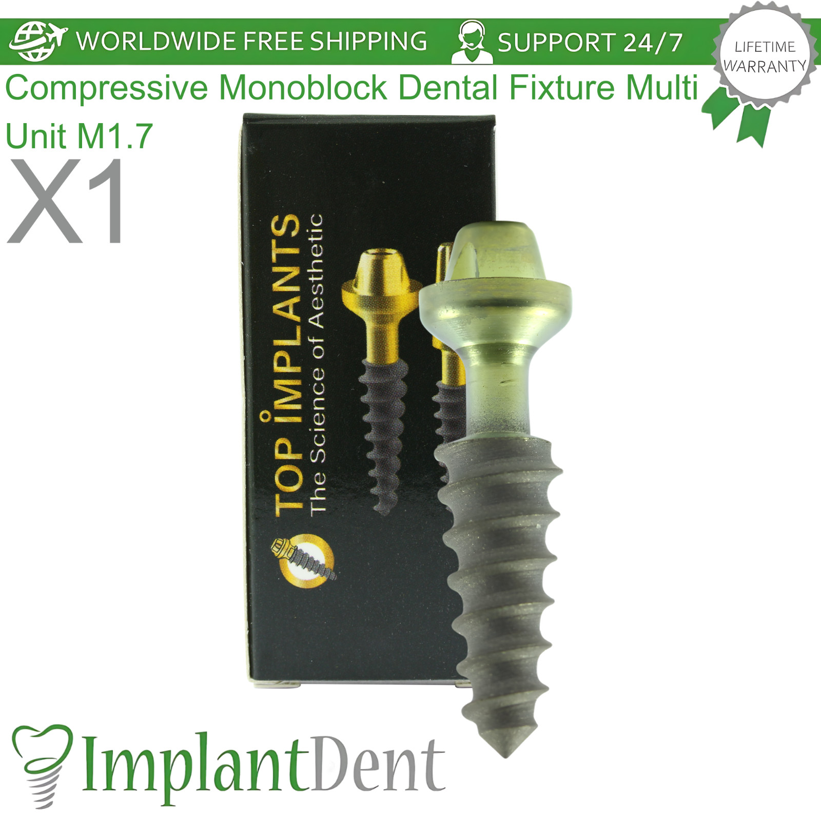 Multi Unit M1.7 Compressive Monoblock Dental Fixture Sterile SLA Surface
