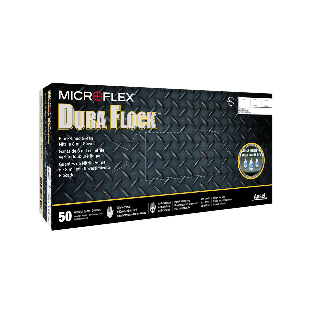 Microflex DFK-608M Flock-Lined 8 Mil Nitrile Gloves – Medium