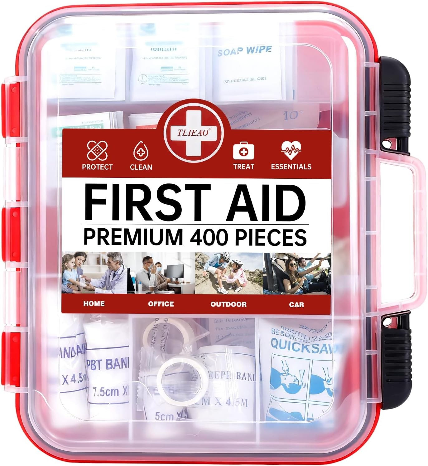 400-Pc First Aid Kit, Wall Mountable for Home, Car, Office, Travel