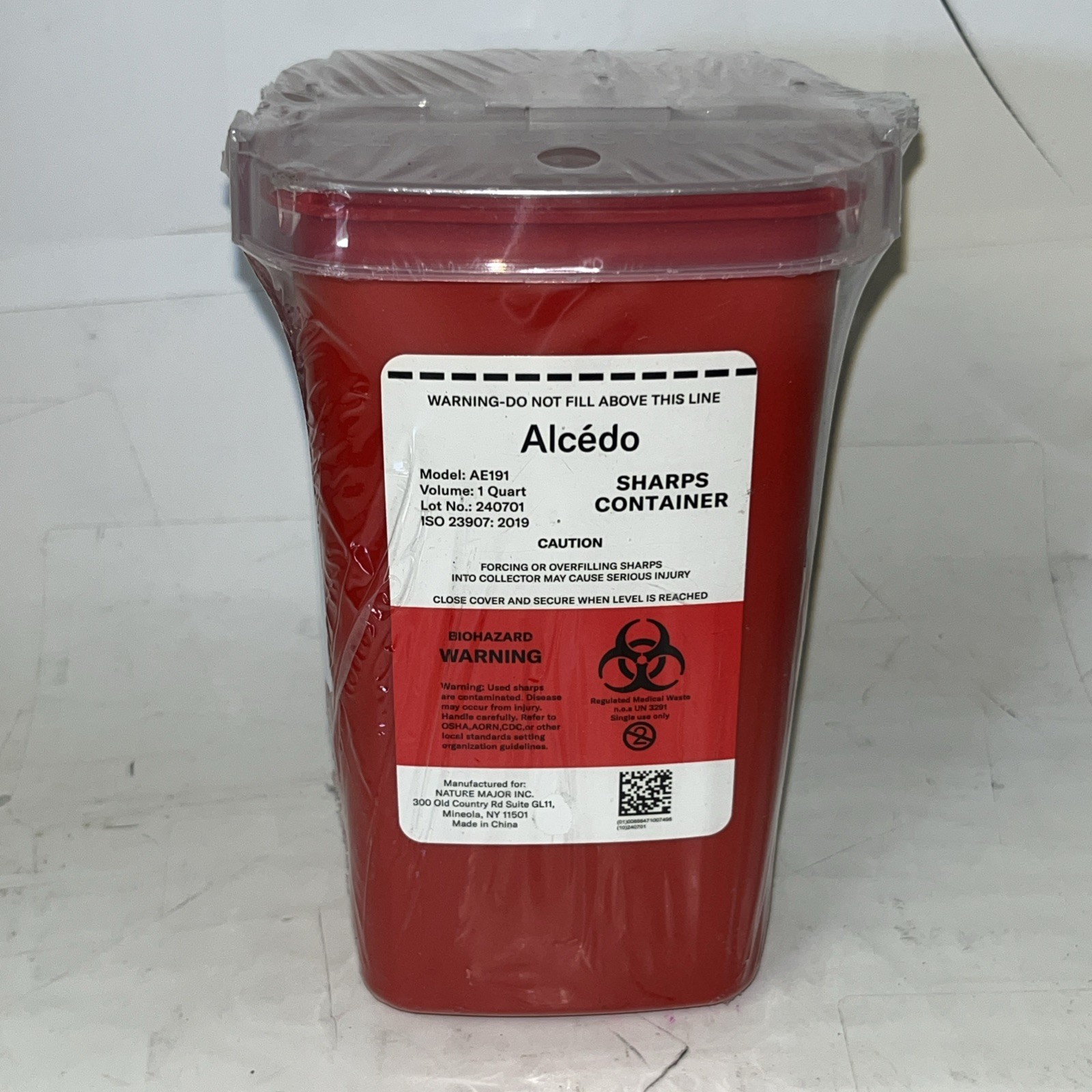 Alcedo Sharps Container for Home Use 1 Quart 1 pack Needle and Syringe Disposal