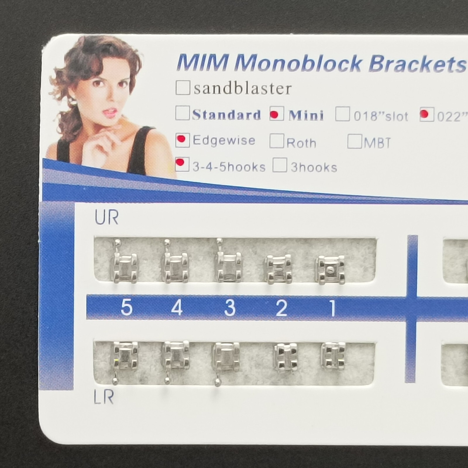 50Set Dental Orthodontic MIM Monoblock Brackets Mini Edgewise 022 Slot 345 hooks