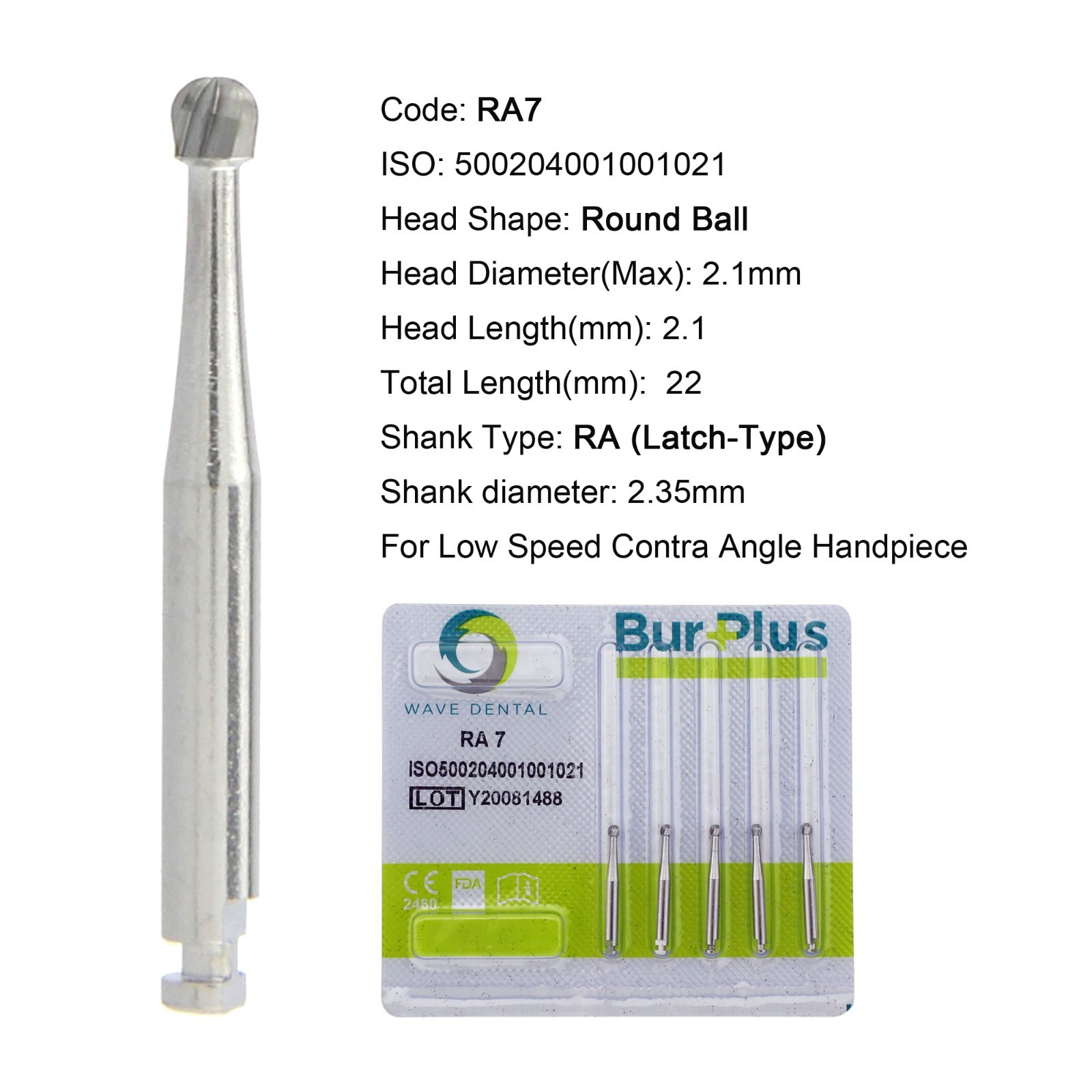 WAVE Dental Surgical Latch Carbide Burs RA SURG Round RA 2 4 6 8 for Slow Speed