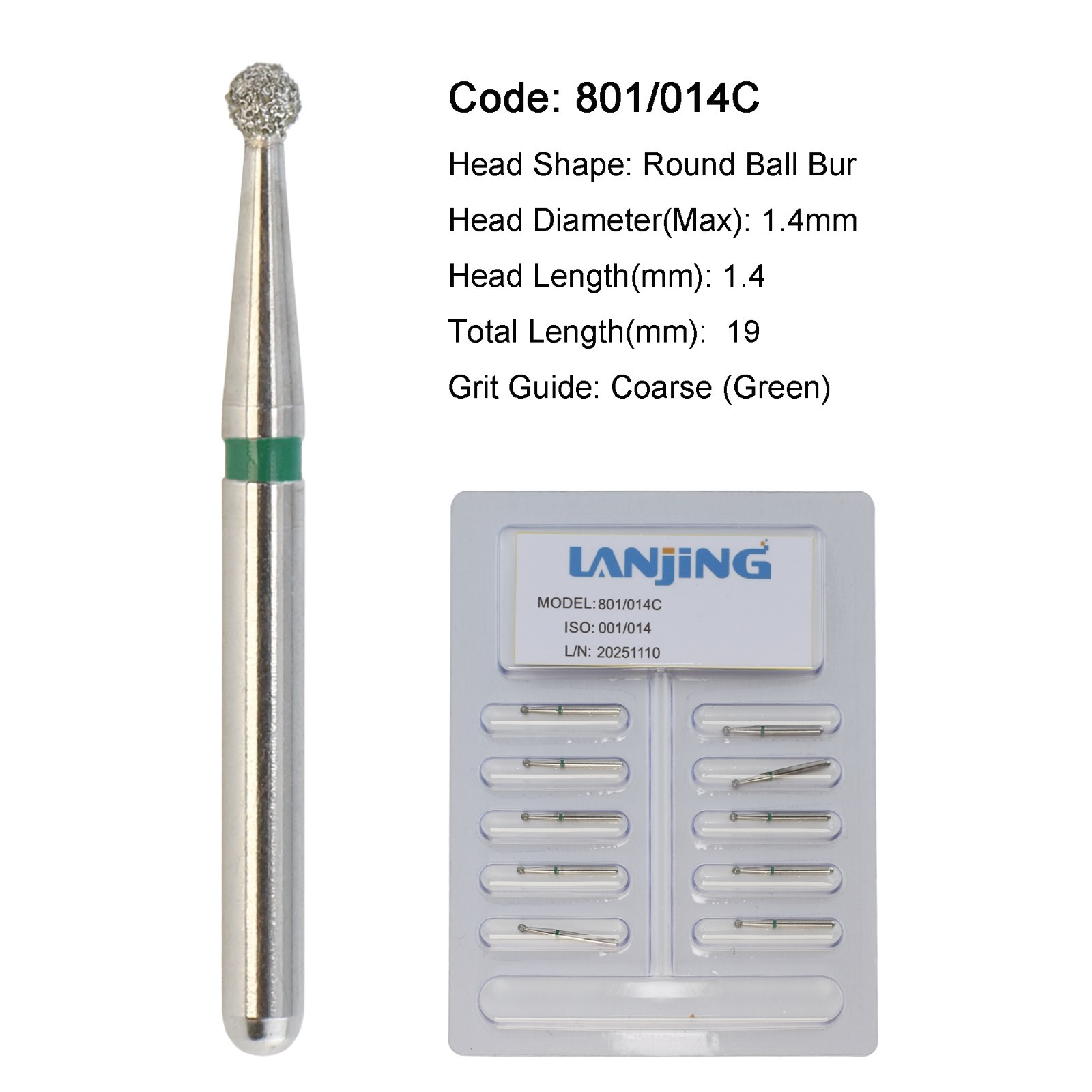 Dental Diamond Burs Carbide Bur Round Ball FG 2 4 5 6 8 Friction Grip High Speed