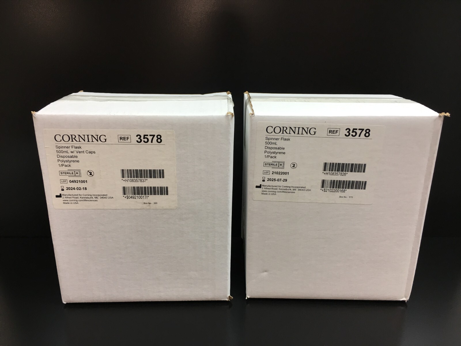Corning REF 3578 Disposable Spinner Flask 500mL Vent Cap Lot 2 PKS