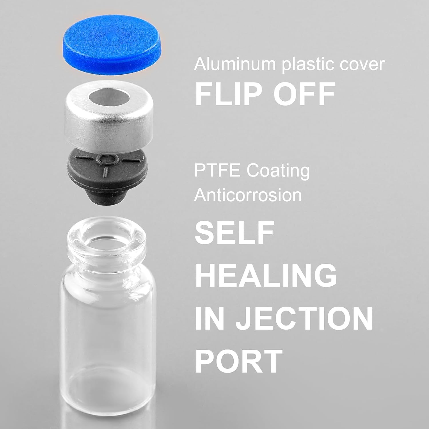3Ml Sealed Vials with Self Healing Injection Port and Plastic-Aluminum Flip Caps