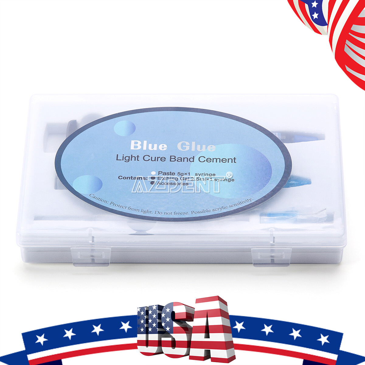 Dental Orthodontic Cure Light Composite Resin Adhesive Etchant Blue Glue Kit