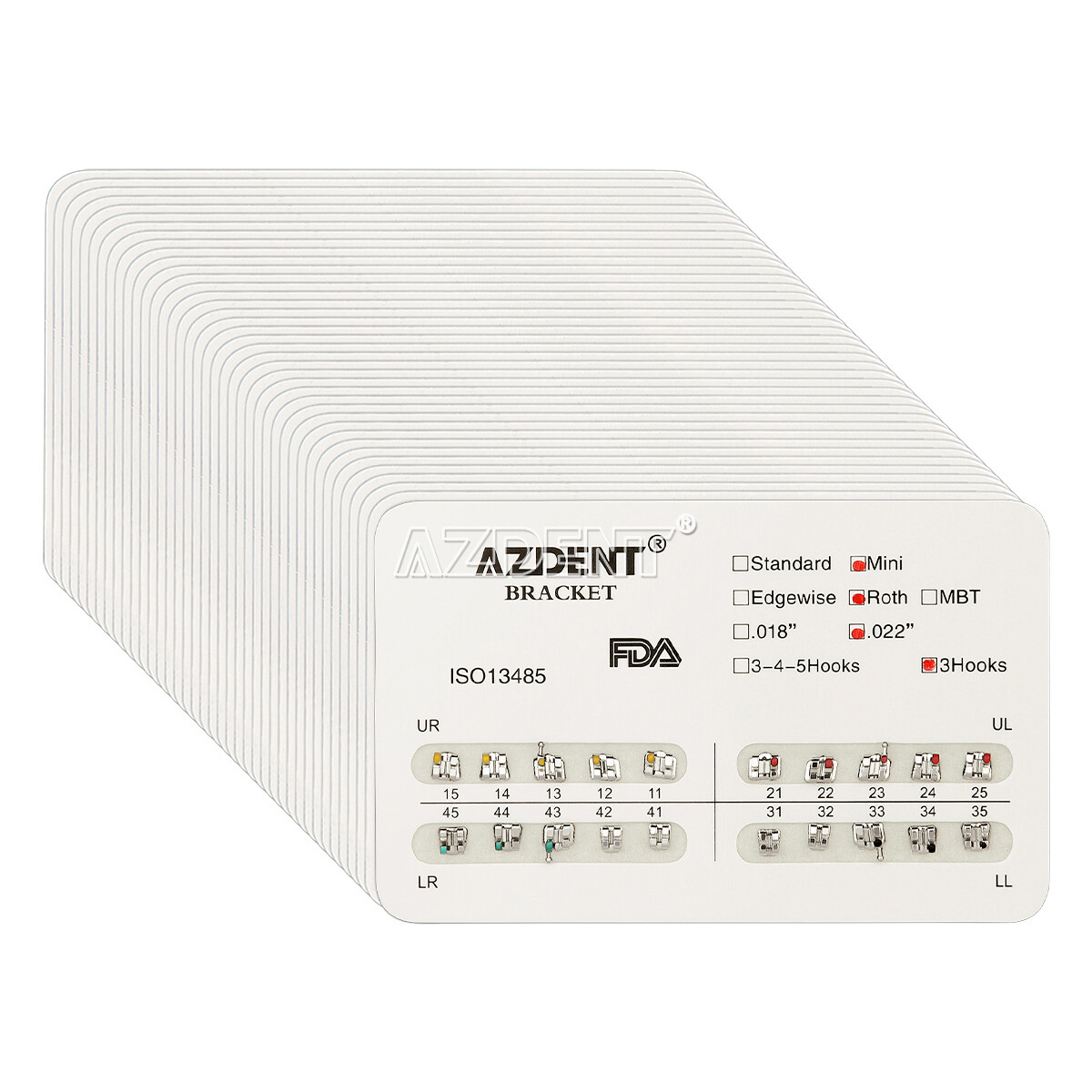 AZDENT Orthodontics Dental Brackets Braces Mini Roth Slot.022″ Hooks 3 Metal