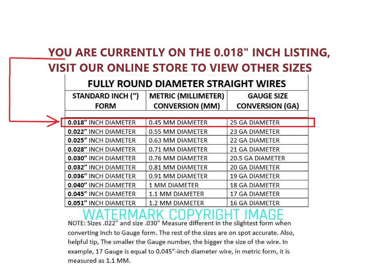 Orthodontic Stainless Steel Straight Lengths .018″ Wire SS 15» Lengths 100 Pack