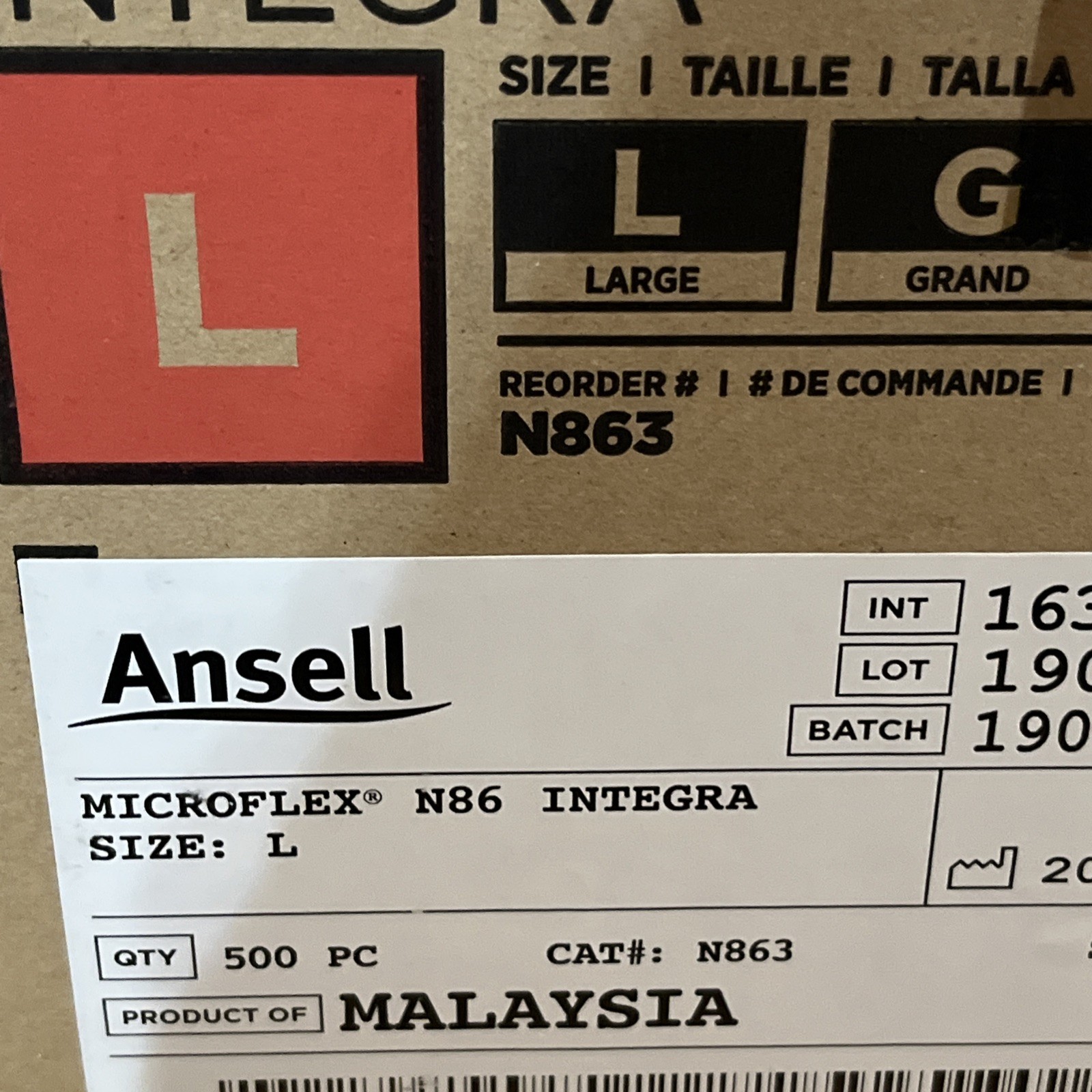 Ansell Microflex Integra N863 Bulk Disposable Powder Free Nitrile Gloves 500pc L