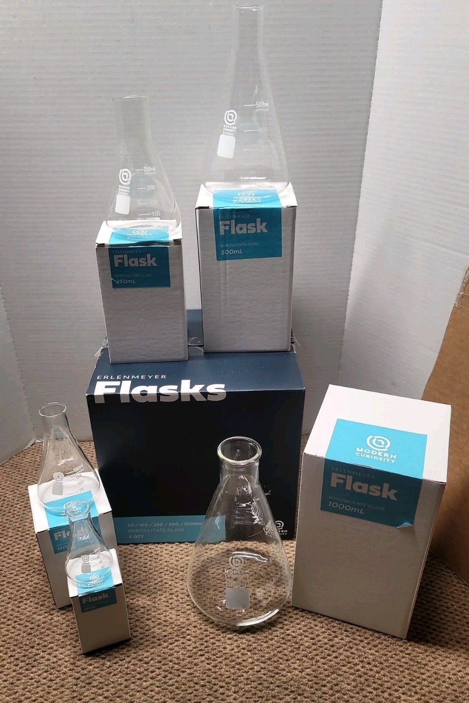 Modern Curiosity 5-pack Erlenmeyer Flasks Assortment 50-1000mL Set