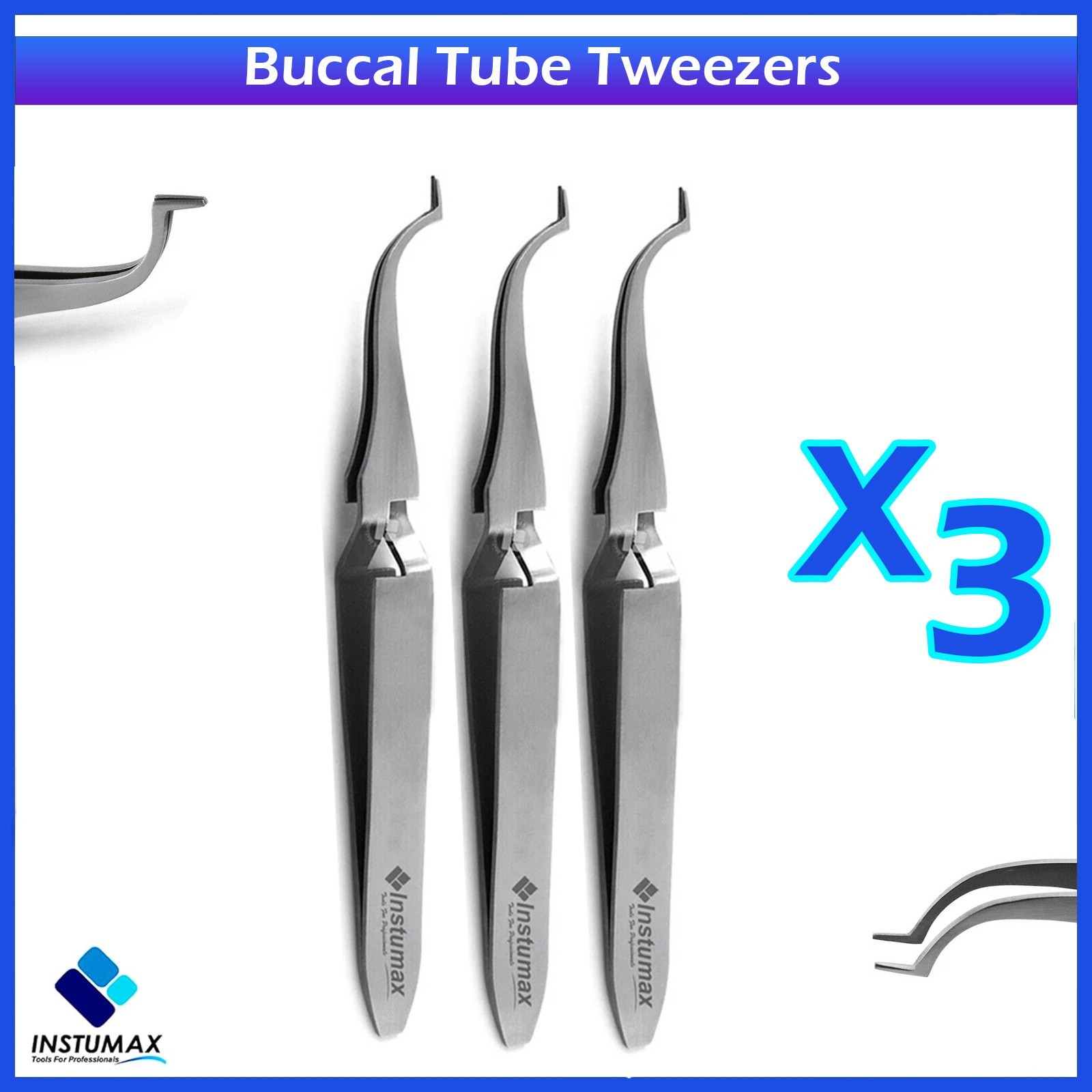 Orthodontic Tweezer Set – Slim Tip Buccal Tube & Bracket Holder 3Pcs