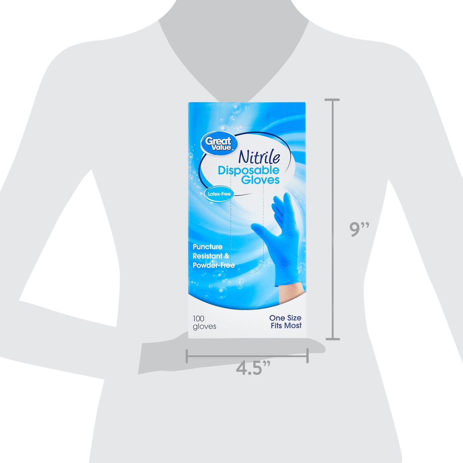 Great Value Nitrile Disposable Gloves, One Size, 100 Ct
