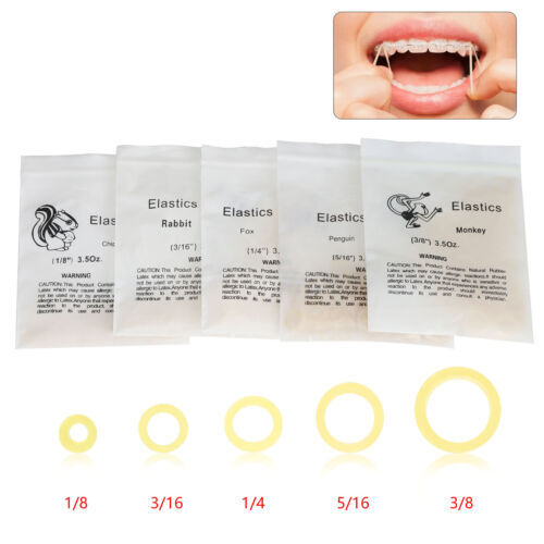 100Bag Dental Orthodontic Rubber Bands Elastics Latex Brace Non-toxic Tool 3.5Oz