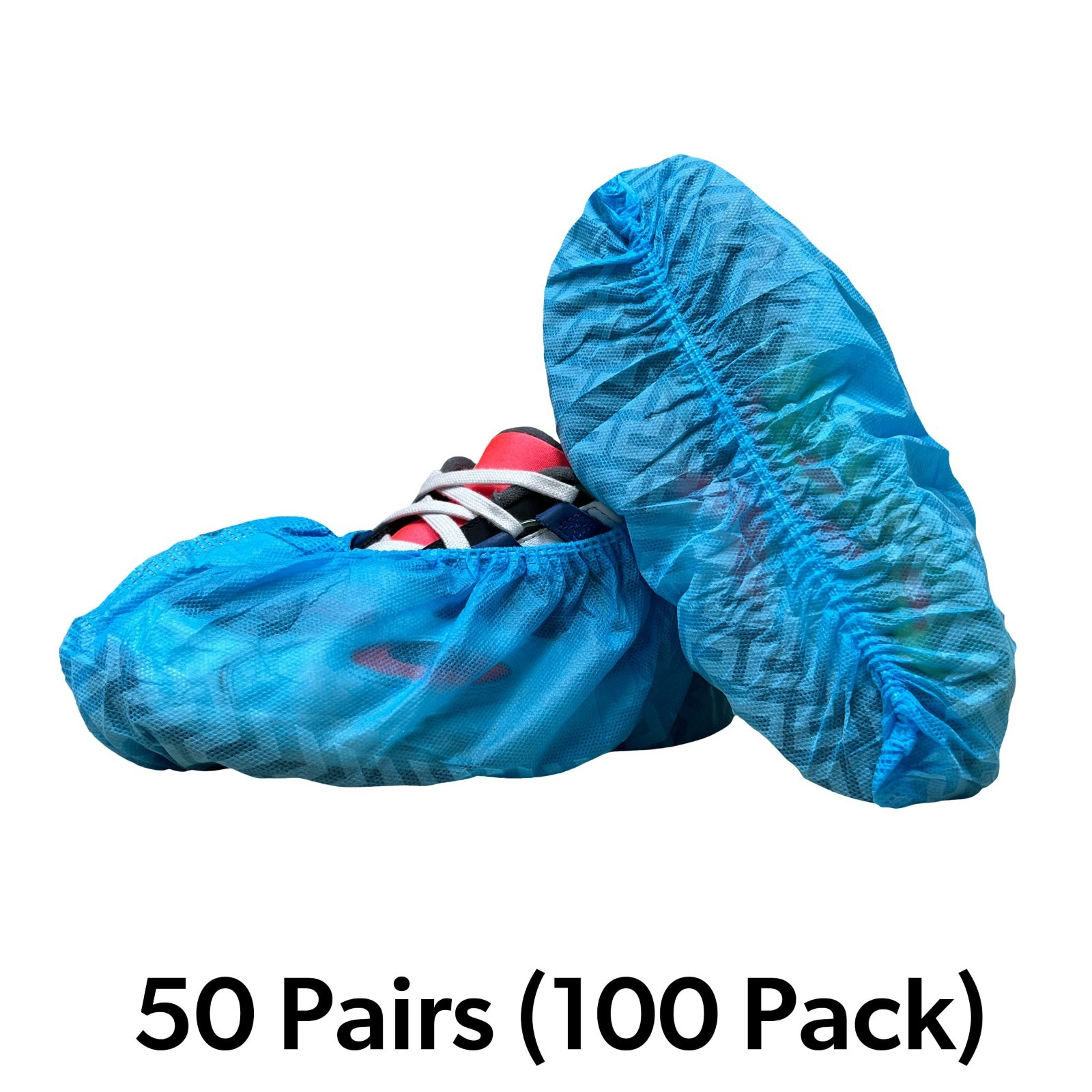 100 Pack Extra Large Blue Disposable Shoe Covers – Non-Slip Reusable Booties