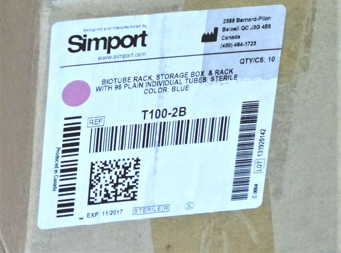 960pcs of Simport T100-2B Sterile Biotube Rack Blue Polypropylene 1.2ml Tubes