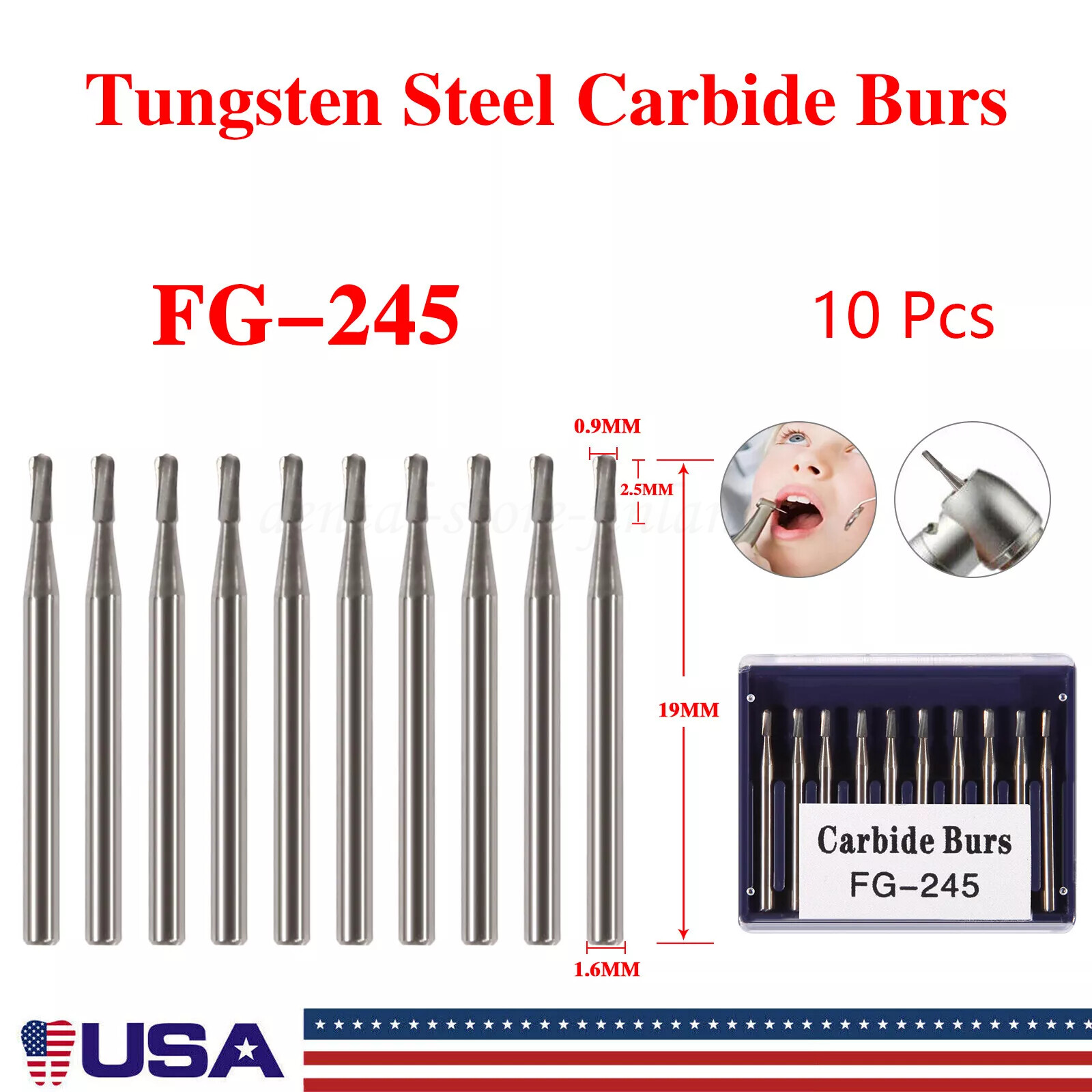 Dental Tungsten Carbide Burs FG 245 Friction Grip Amalgam Prep FG High Speed
