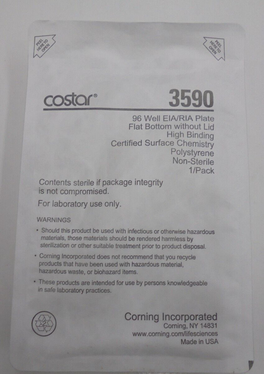 Corning 3590 Costar 96 Well EIA/RIA Plate Flat Bottom w/o Plate Lot of 75