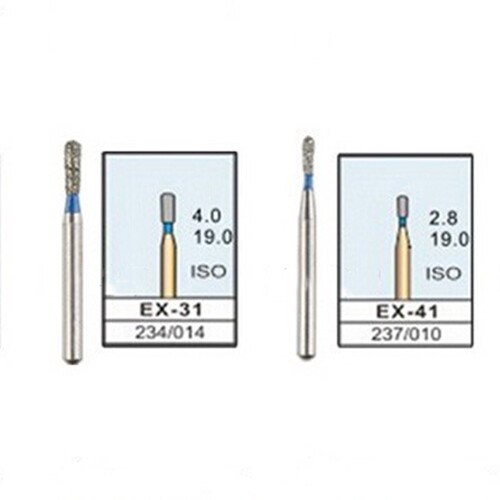 100件装牙科钻石磨砂FG Bur EX-41-