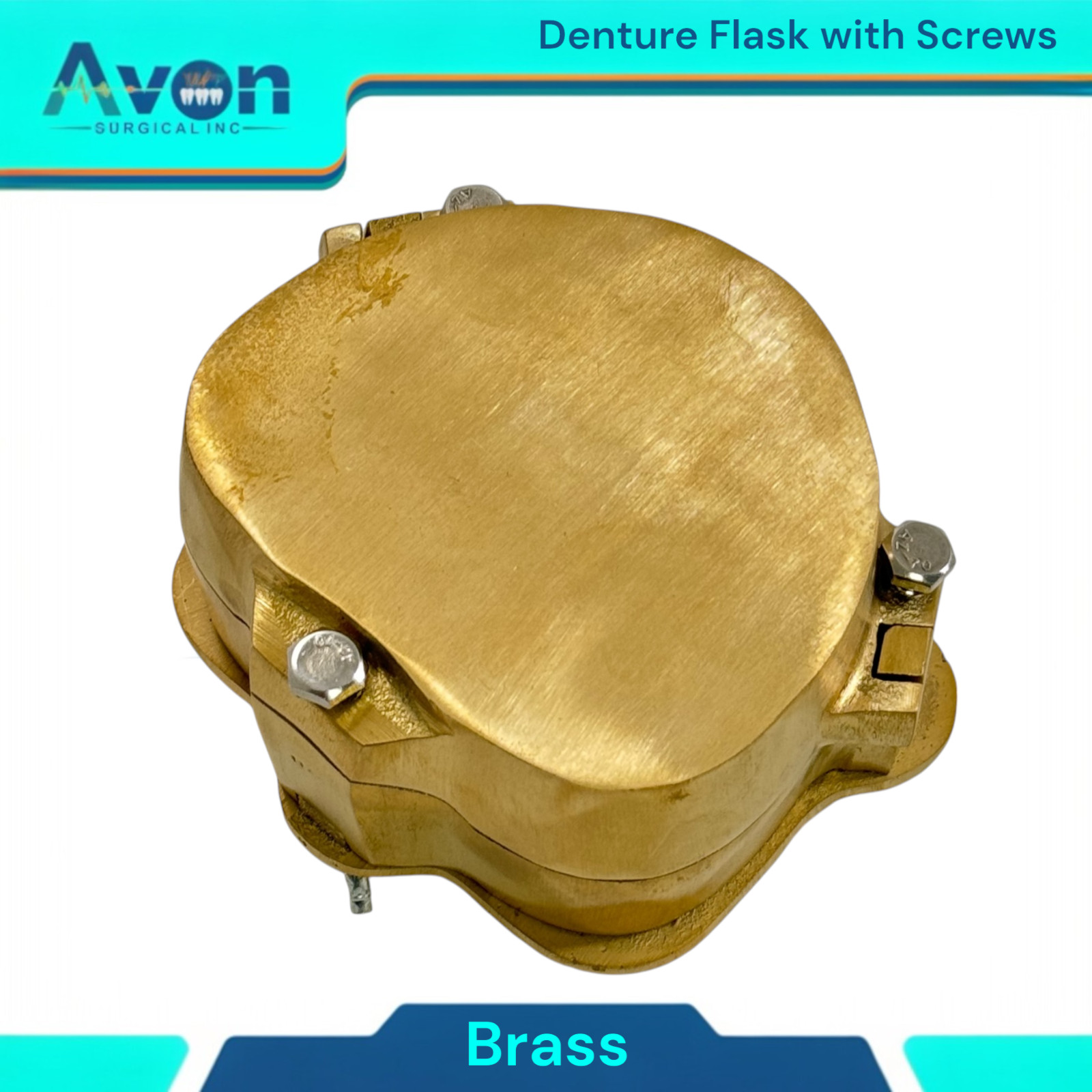 Denture Flask with Screws – Brass – Upper or Lower – Dental Ejector (1 Flask)