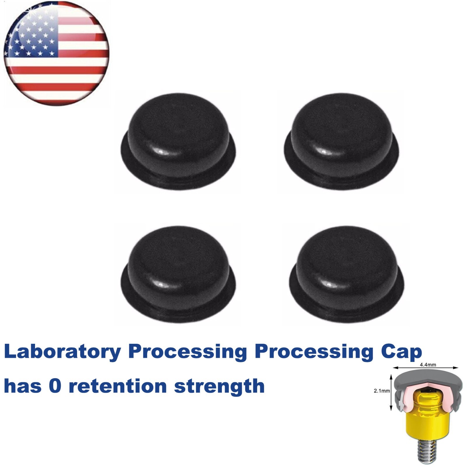 US 4Pcs Dental Overdenture Lab Grip Retention Processing Cap Locator Abutments