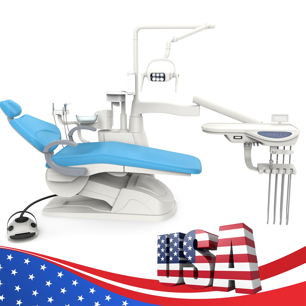 AZDENT Dental Chair Unit Computer Controlled DC Motor Stool Kit +Stool Kits FDA