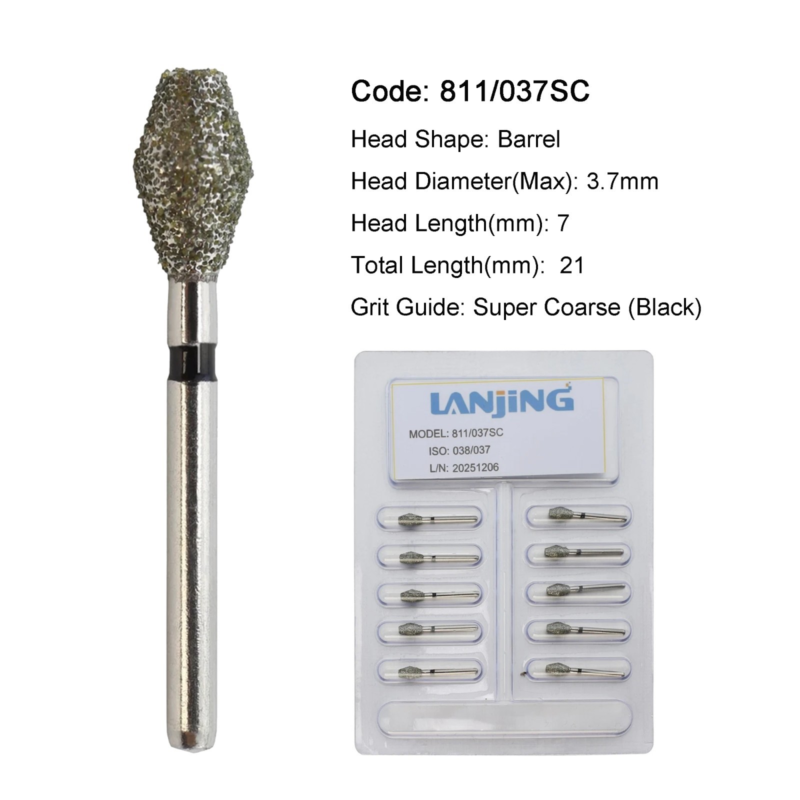 Dental Diamond Burs FG Egg Football Barrel Pear 330 High Speed Friction Grip 379