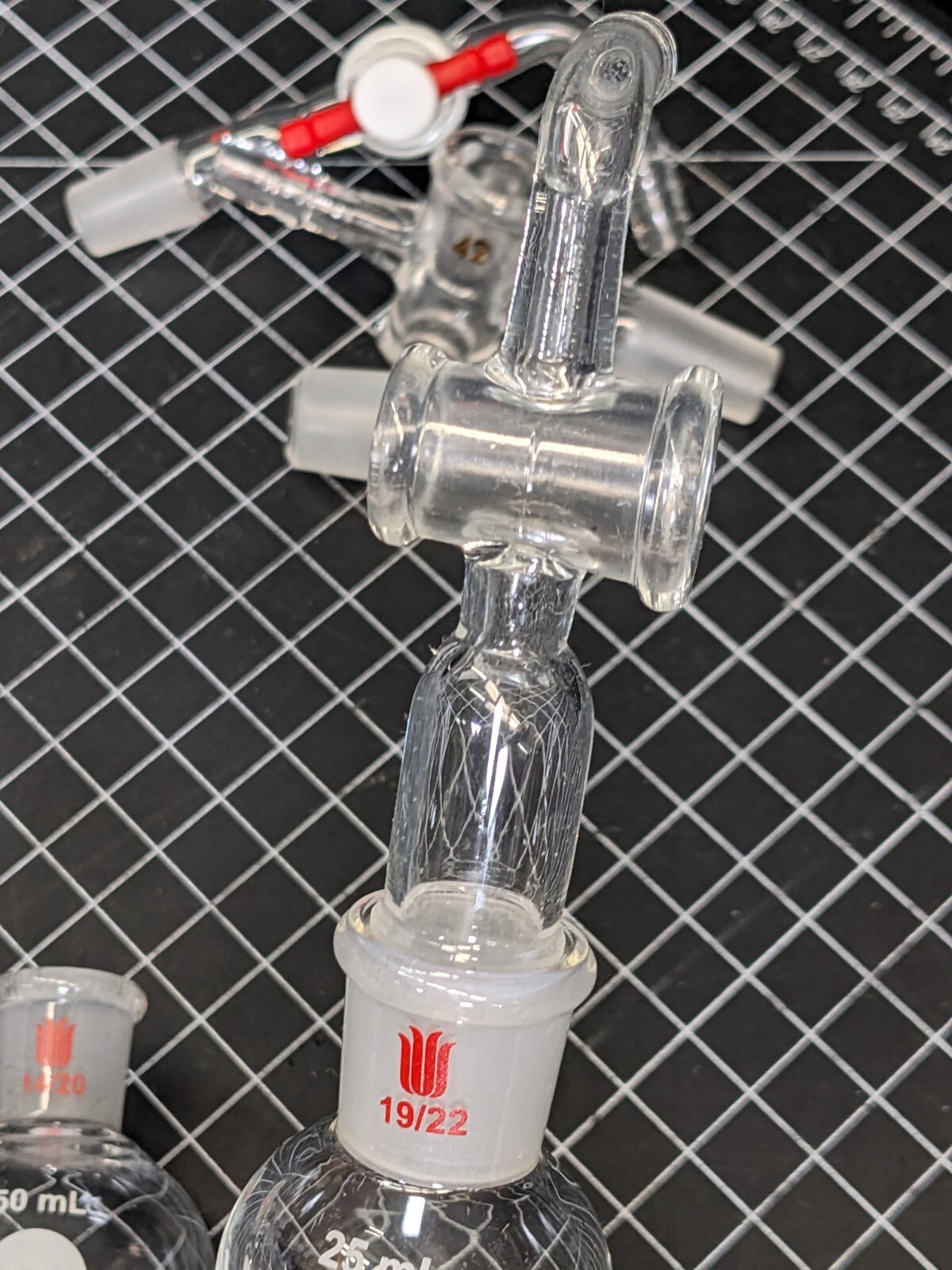 LOT Synthware Pyrex Vacuum Take-Off Valve Stopcock Adapters 14/20 15/25 19/22