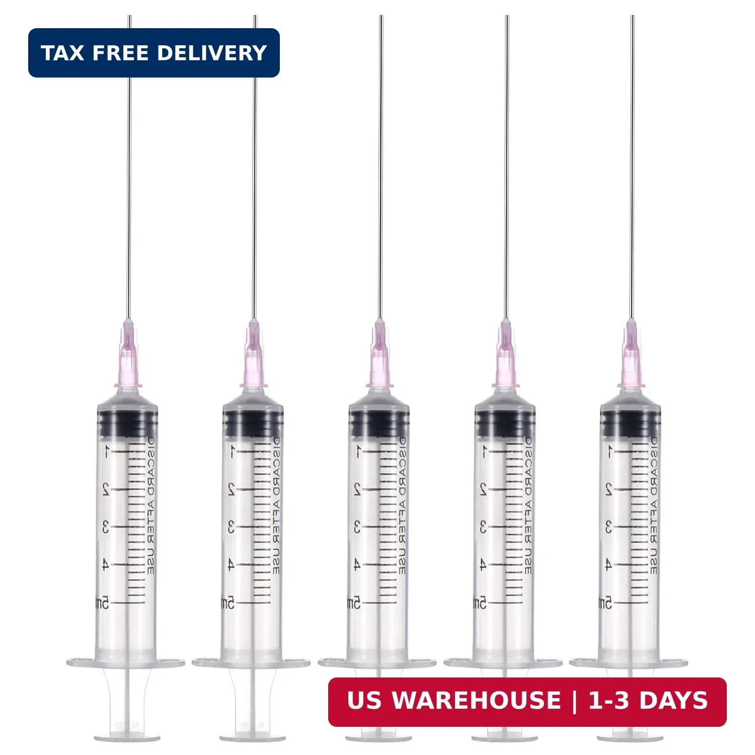 5ML Premium Ink Syringe with Luer Lock Individually Wrapped, Accurate Liquid Mea