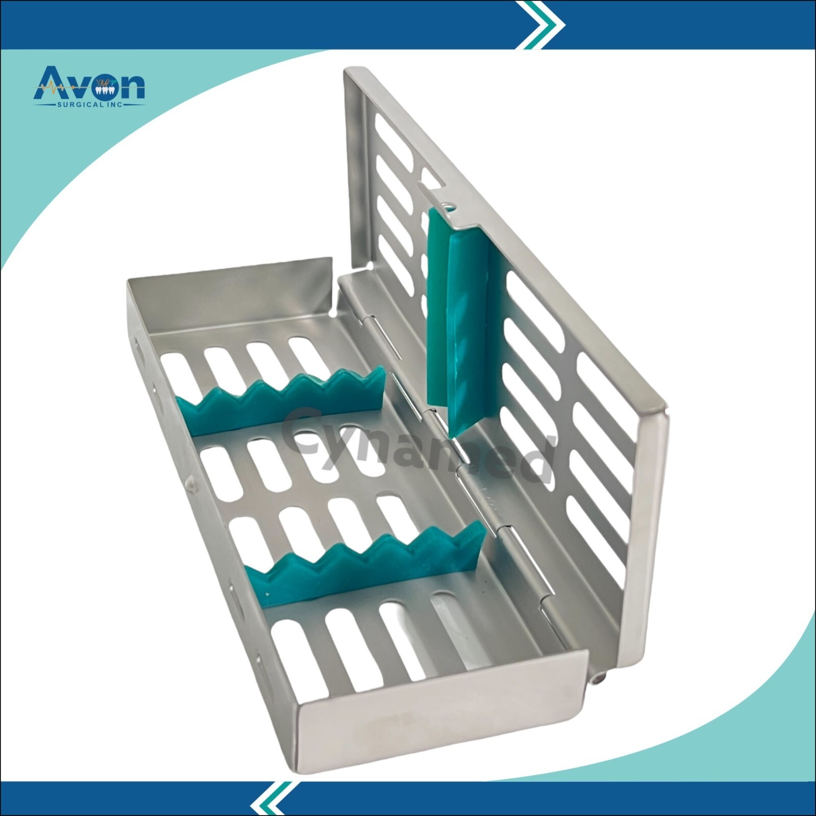 3 Pack – Sterilization Cassettes with Colored Silicone Inserts 7×2.5×0.75 Inches